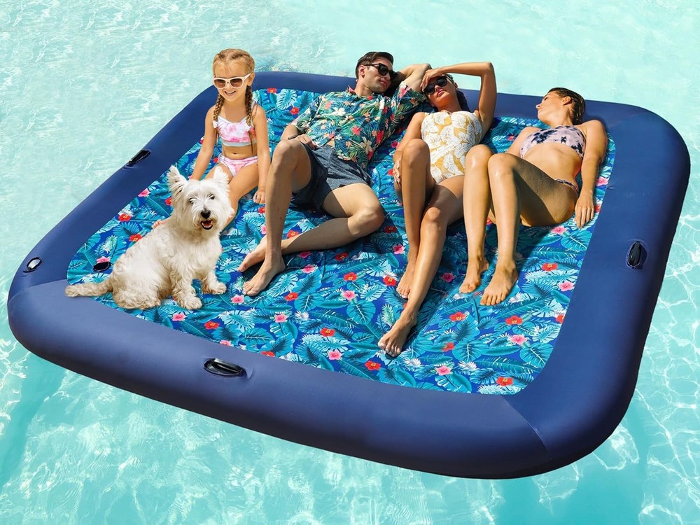 Oversized Pool Float Lounge, 72" X 37" Extra Large Fabric(XL, Monstera)