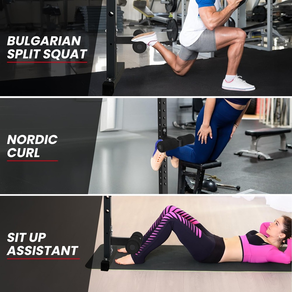 Nordic Hamstring Curl Squat Rack Attachment, Sit Up Assistant Device Abdomina...