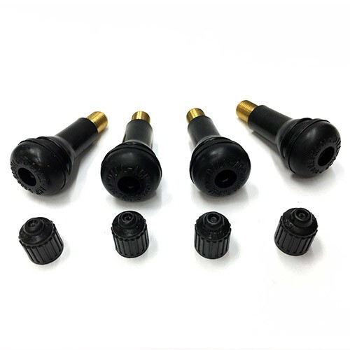 1 set of 4 pcs TR413 SNAP-IN TIRE VALVE STEMS WITH CAPS BLACK RUBBER