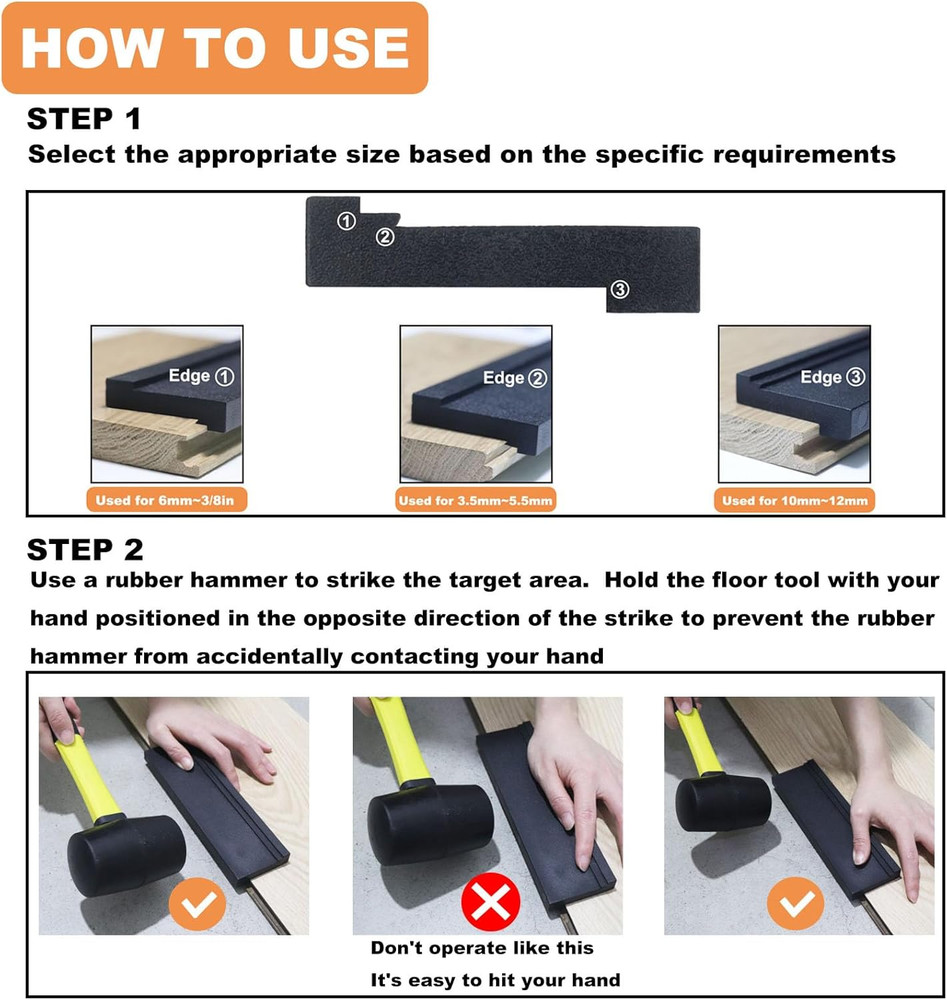 Tapping Block Wood Flooring Tool, Universal Tapping Block with 3 Different Ed...