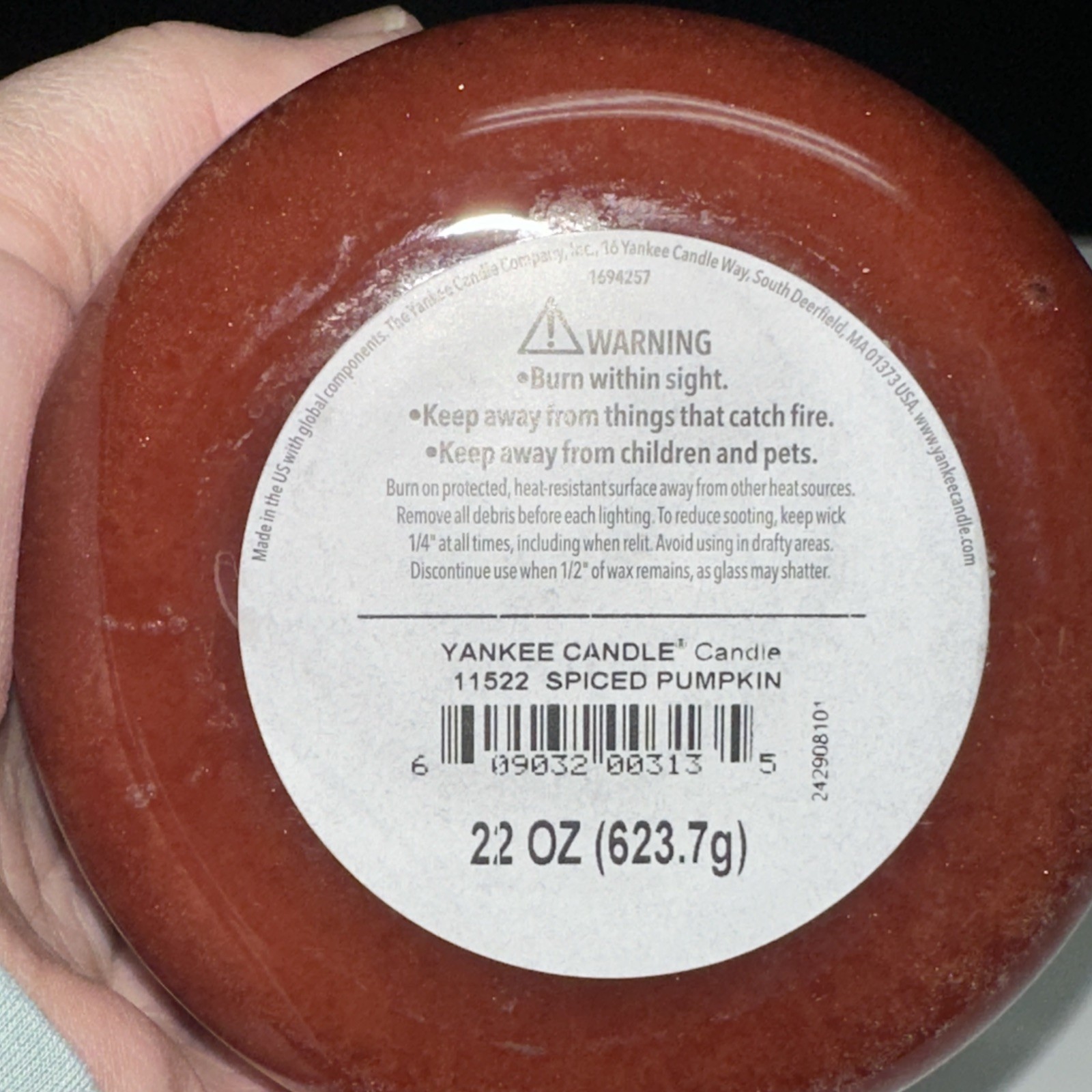 LOT OF 2-NEW-Yankee Candle SPICED PUMPKIN Large Jar 22oz Orange Housewarmer