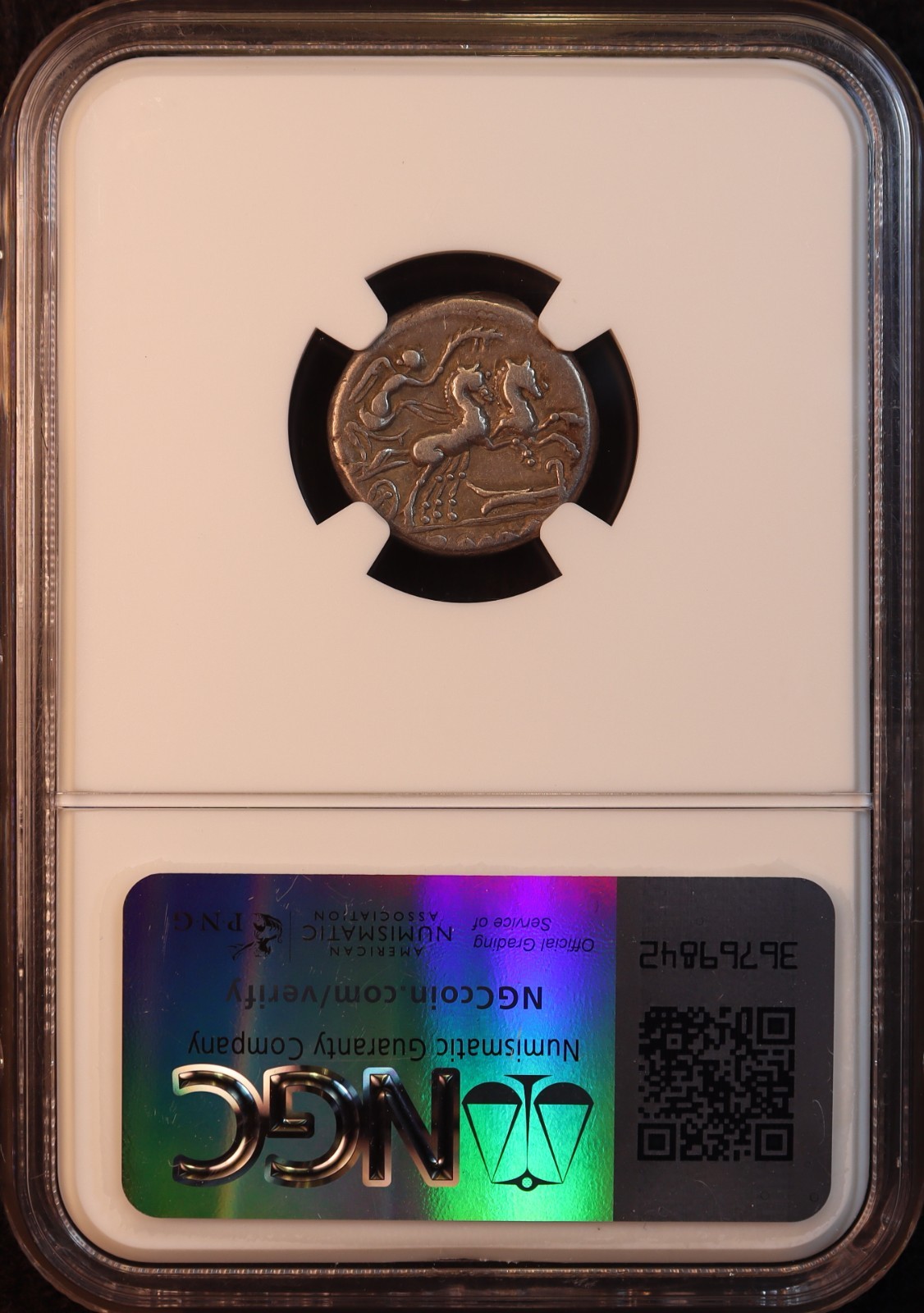 Roman Republic M. Cipius Denarius (115 BC) - NGC VF! Gorgeous & Rare Toning! PQ+