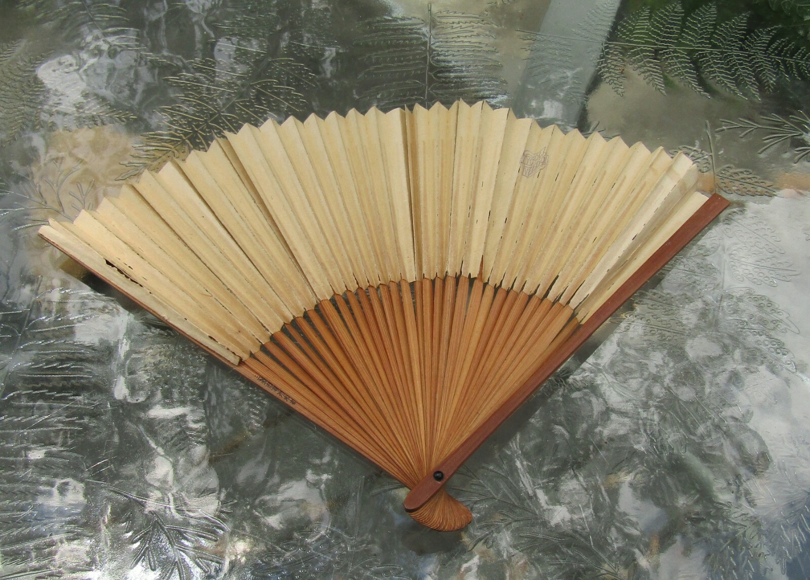 Vintage Tydol Veedol Gasoline Oil Chinese Hand Held Advertising Fan USED rare