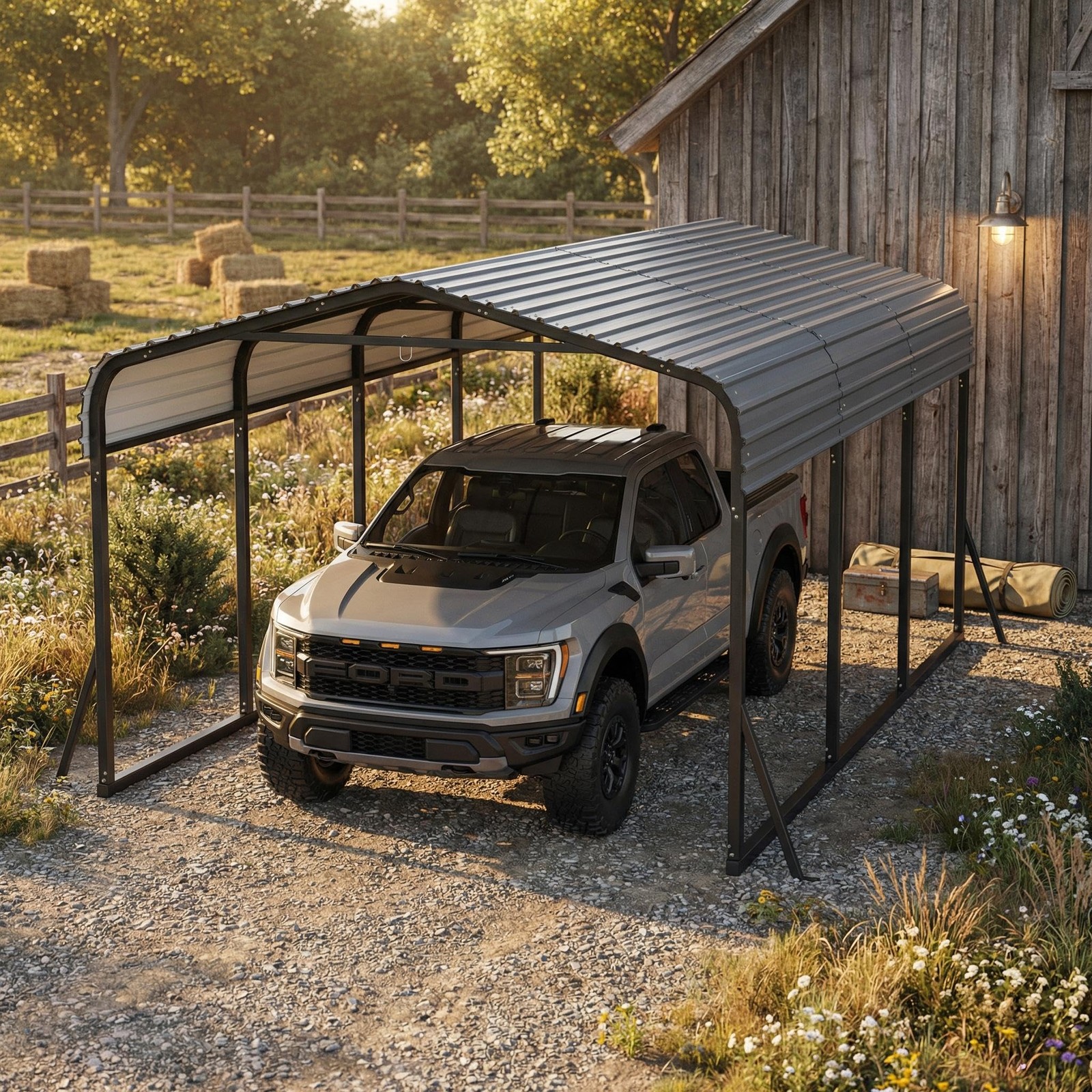 12'x20' Metal Carport, Heavy Duty Galvanized Steel Roof Canopy Car Shelter Truck