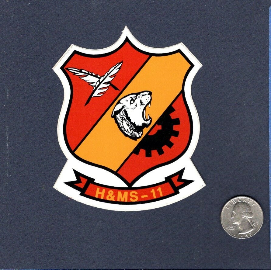 Sticker H&MS-11 Headquarters Maintenance & Squadron 11 USMC Patch Image