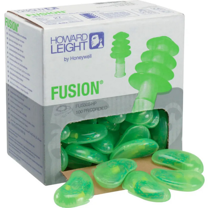 Howard Leight Fusion Reusable Corded Earplugs w/ Case, NRR 27, SMALL, FUS30S-HP