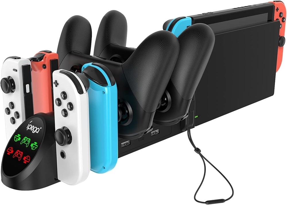 Safe & Compact Charging Dock for Switch Pro Controllers - 6-in-1 with Smart Chip