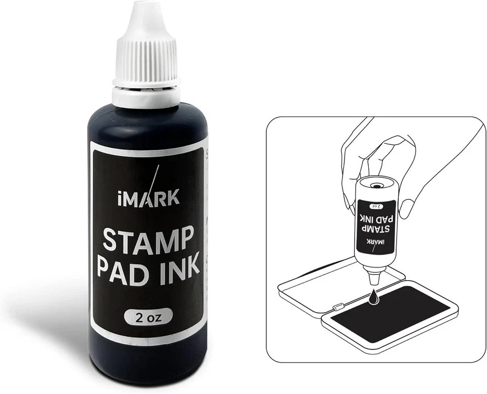 iMARK Premium Refill Ink for Self-Inking Stamps Daters Stamp Pads 2 oz Black