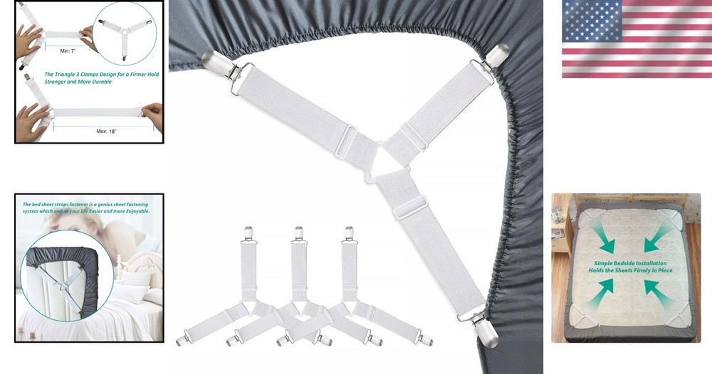 Durable Bed Corner Holders - Adjustable Straps for Secure Sheets (Set of 4)