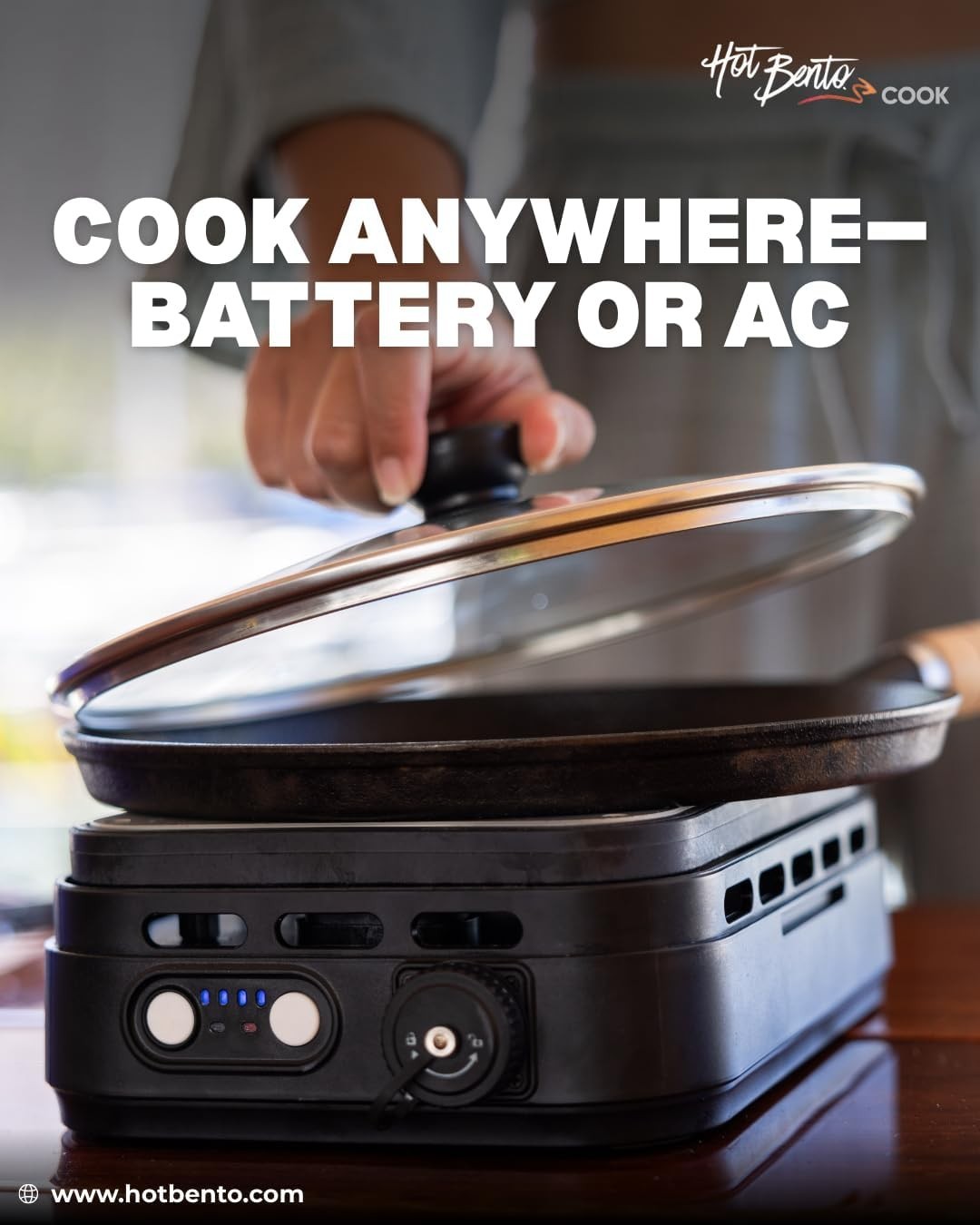 Hot Bento Cook Portable Battery-Powered Flameless Cooker, Hot Plate, Outdoors