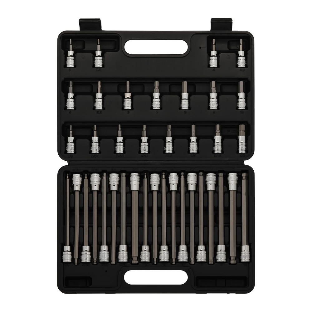 38-Piece 3/8 Inch Drive Extra Long End & Standard Hex Bit Socket Set, Extra L...