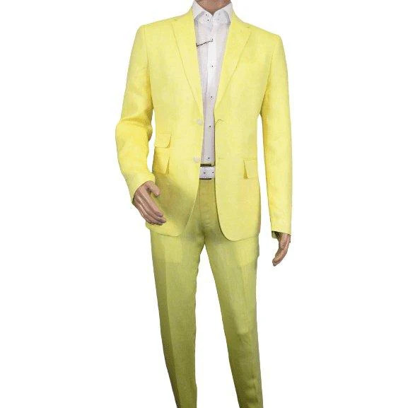 Men Premium 100% Linen Cocktail Suit by INSERCH Breathable and cool SU880 Yellow