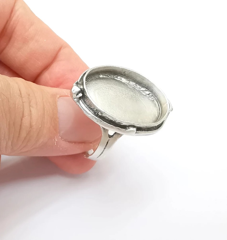 Large Ring Setting Resin Ring Blank Cabochon Mounting Adjustable Dried Flower