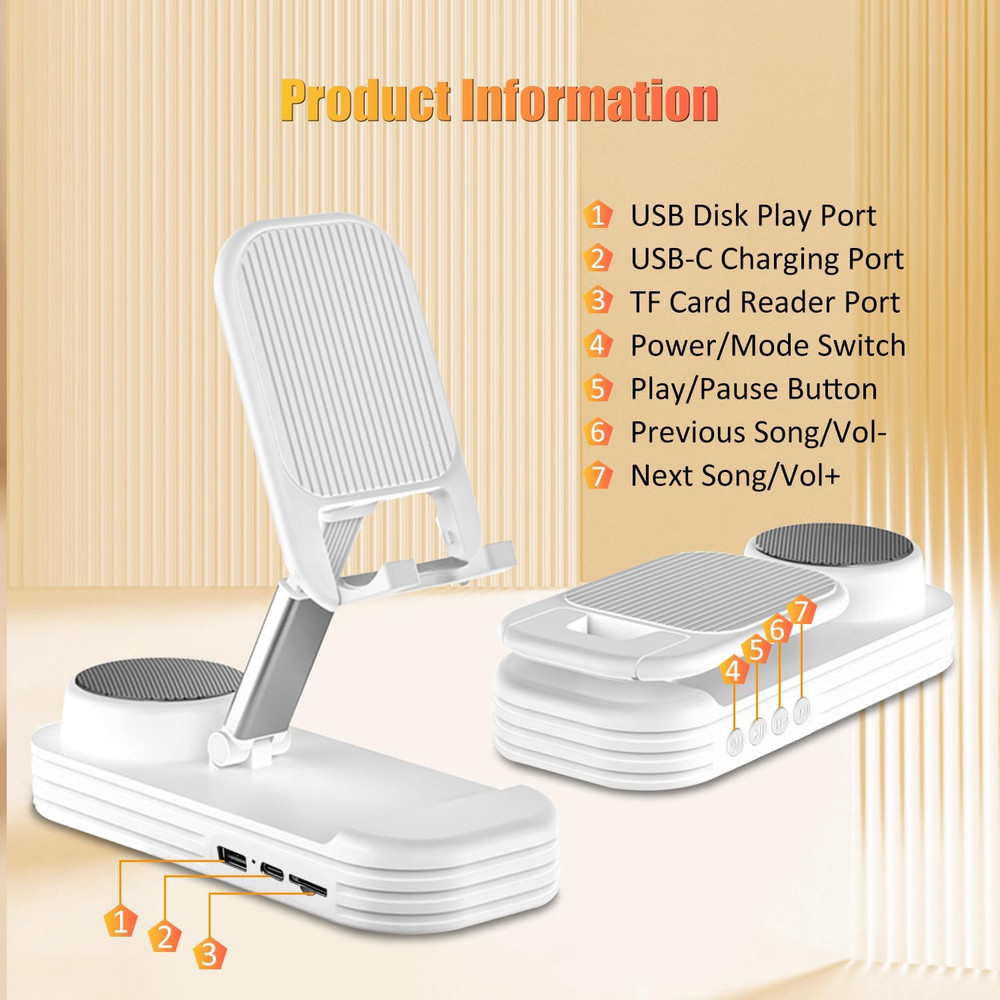 Christmas Tech Gift for Men, Cell Phone Stand with Wireless Bluetooth Speaker