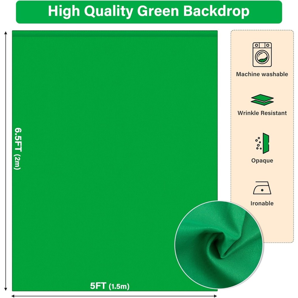 Portable T-Shape Greenscreen Backdrop Background Stand Kit 6.5 X 5 ft Adjustable