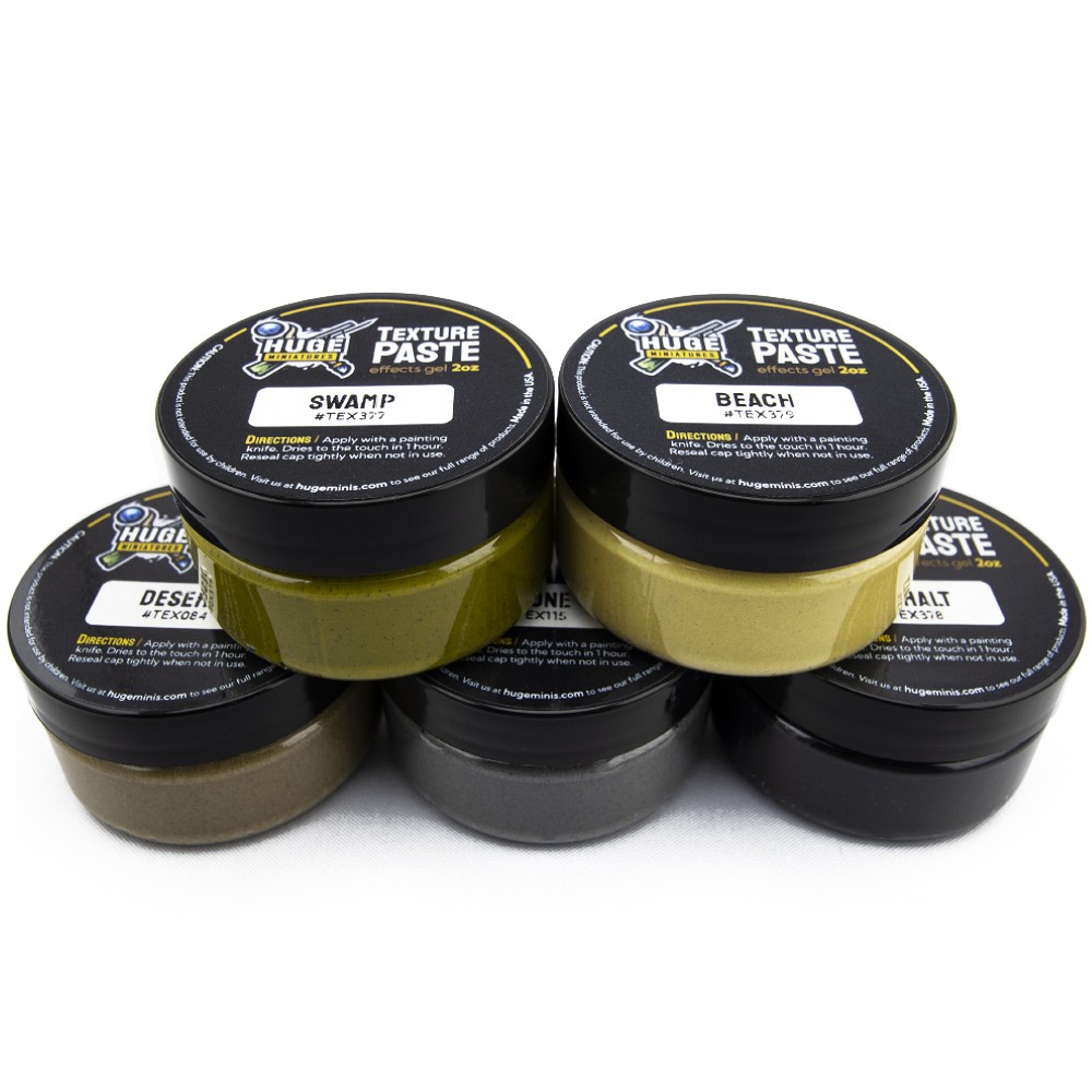 Huge Miniatures Texture Paste Bundle B, 2oz Model Basing Gel Paint – 5 Jars