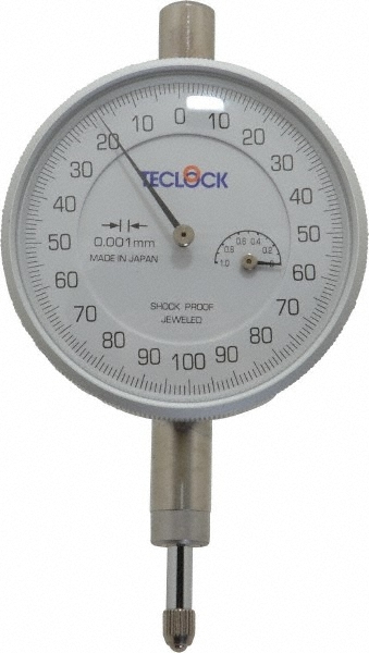 Teclock 1mm Range, 0-100-0 Dial Reading, 0.001mm Grad Dial Drop Indicator 2-1...