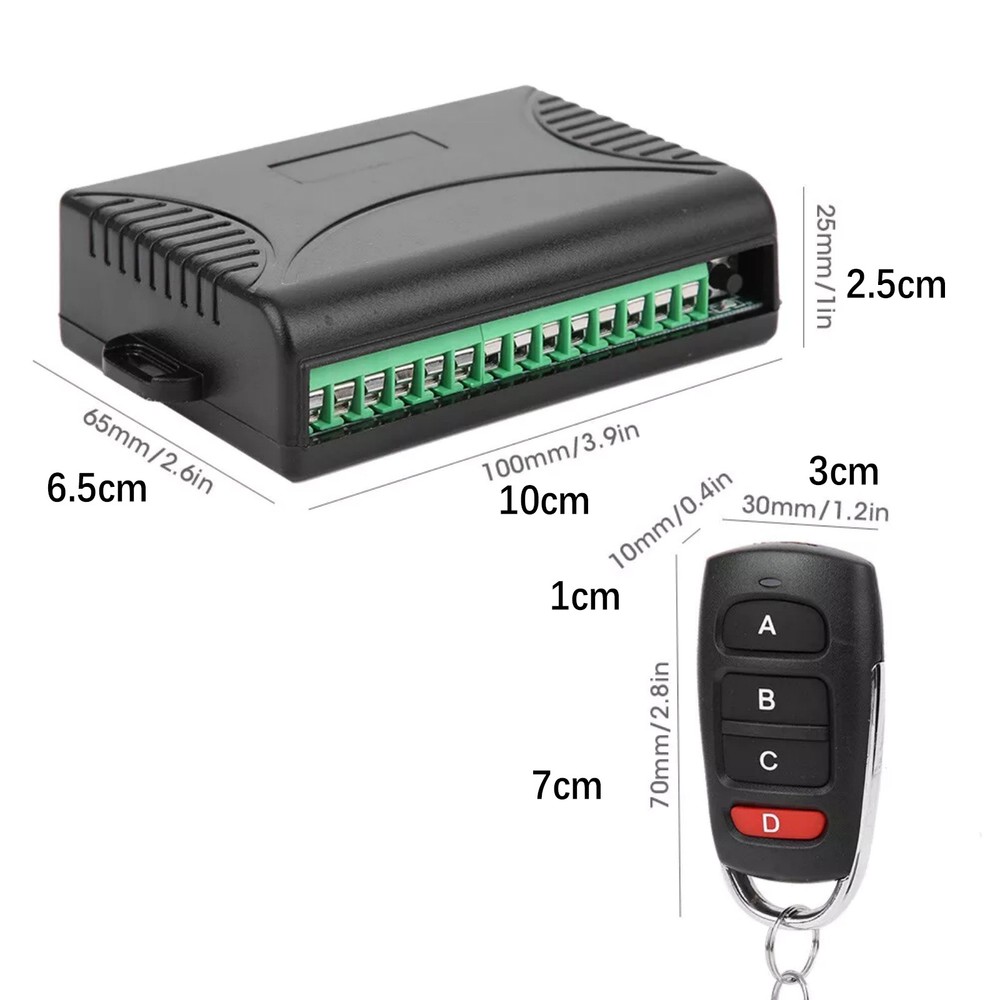 Receiver+Transmitter 4 Channel Remote Control Relay Switch Light Controller