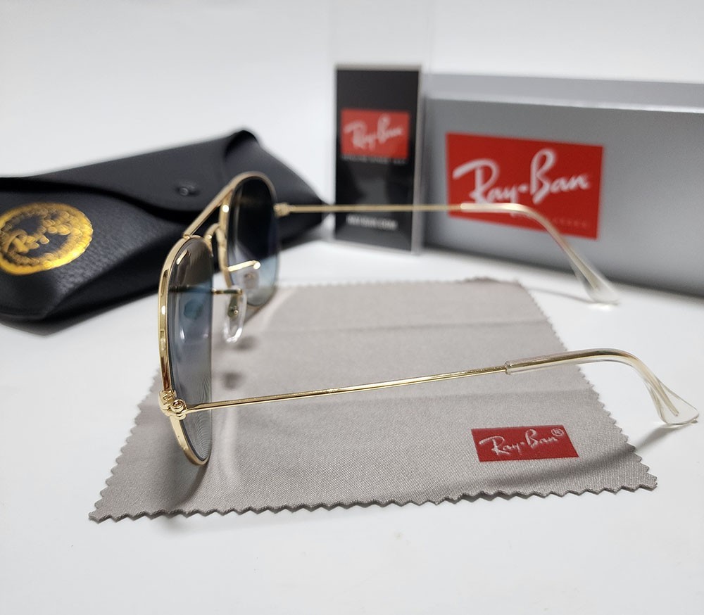 Ray-Ban RB3025 Aviator Pilot Sunglasses Gold Frame Gradient Blue Lens 58 mm