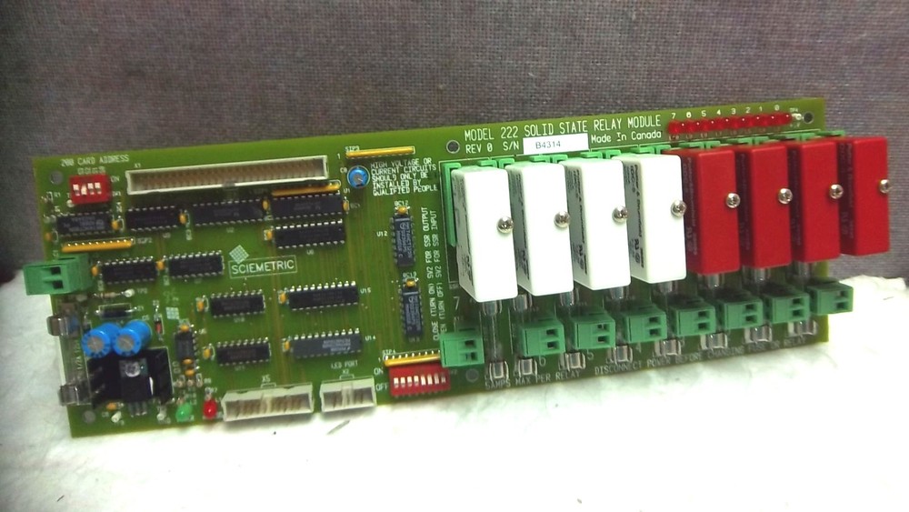 SCIEMETRIC  SOLID STATE RELAY MODULE W/ RELAYS MODEL 222 REV. 0 USED 222