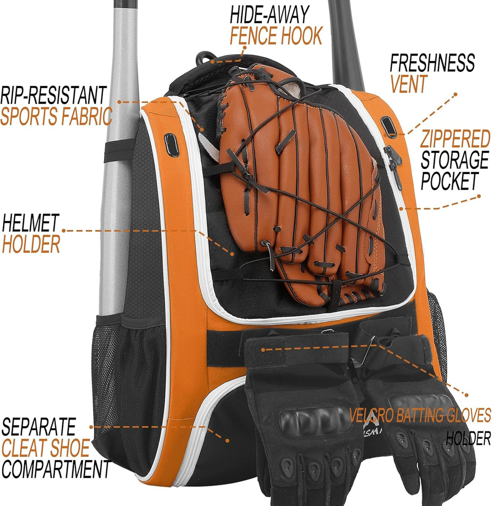 Baseball Bag-Baseball Backpack Holder for Baseball, Large Main Compartment,Softb