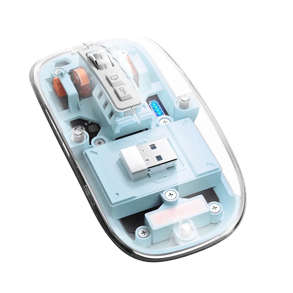Transparent Office Mouse Bluetooth-Compatible Wireless Mouse with RGB Light Mech