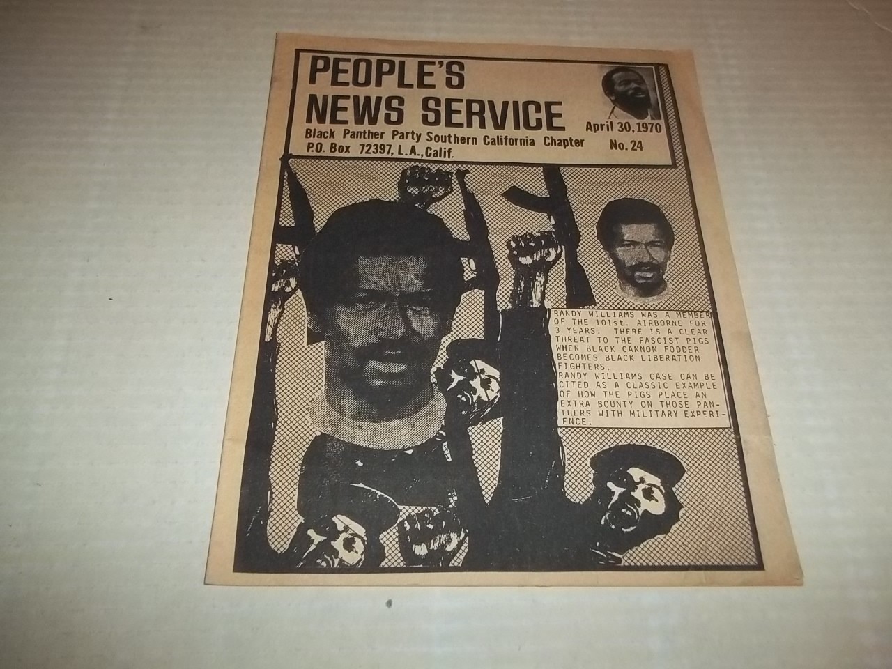 Black Panther Newspaper So. Cal. chapter supplement #24 April 30, 1970 VG+