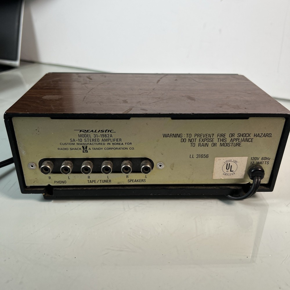 Realistic SA-10 Solid State Stereo Amplifier Model 31-1982a Untested
