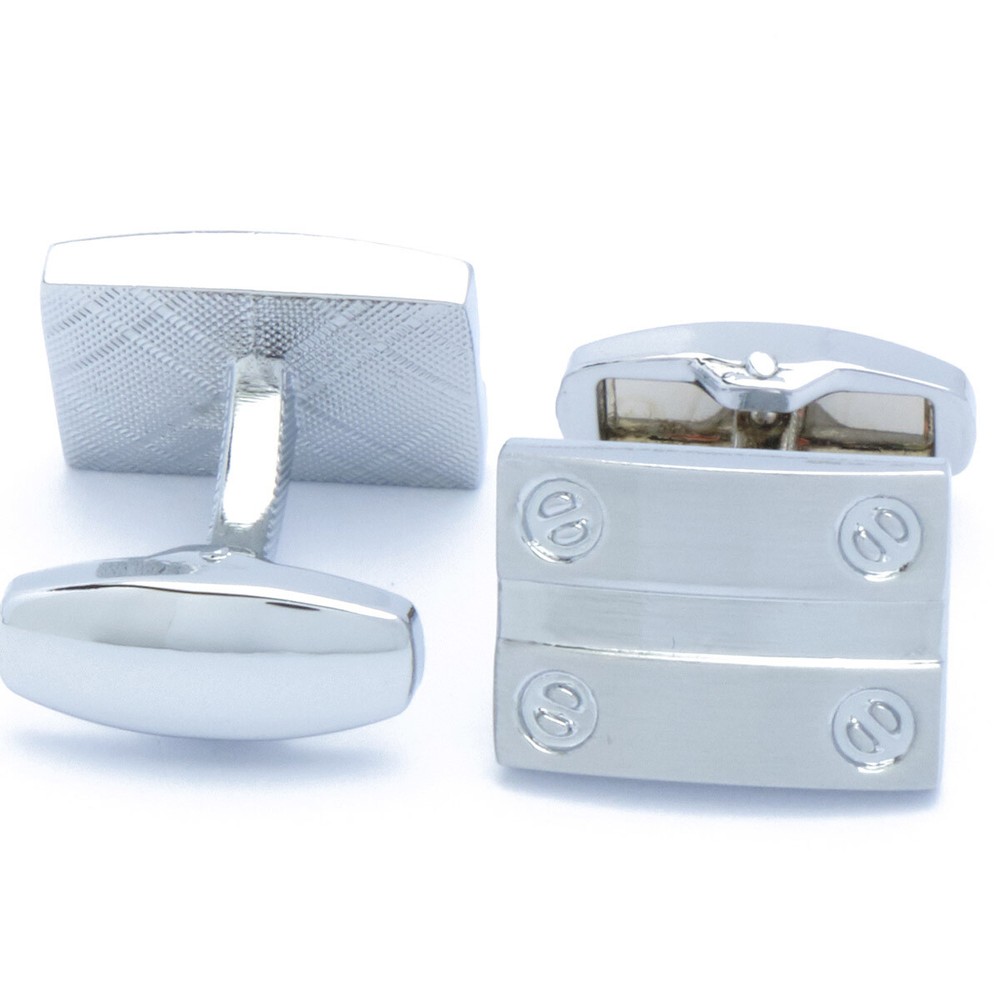 Cufflinks - Rugged Silver Rectangular
