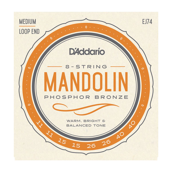 D'Addario EJ74 Loop End Mandolin Strings Phos Bronze 8 strings 11-40 medium