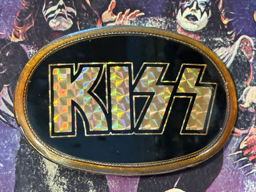 KISS BLACK PRISM LOGO 1976 PACIFICA BELT BUCKLE ACE PETER GENE PAUL -NICE!