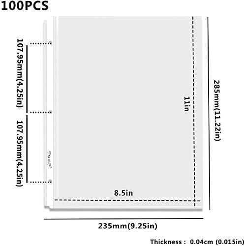 Sheet Protectors for 3 Ring Binders - 100 Pack Letter Size Top 100 Sheets Clear