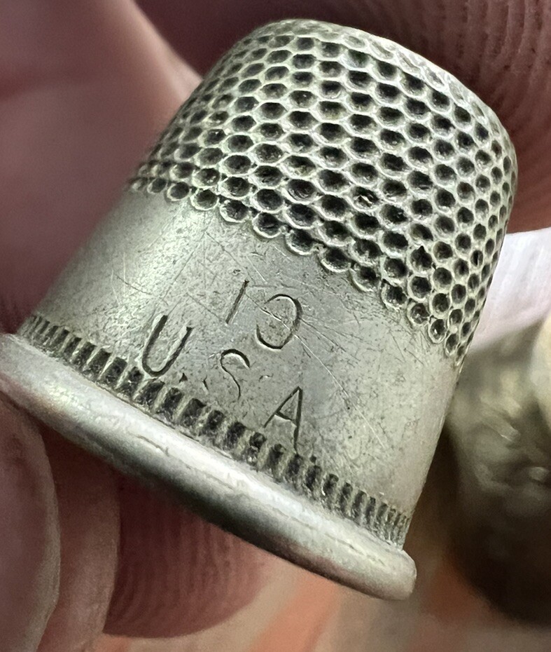 Antique Silver Tone , Two Thimbles Size 9 & 10