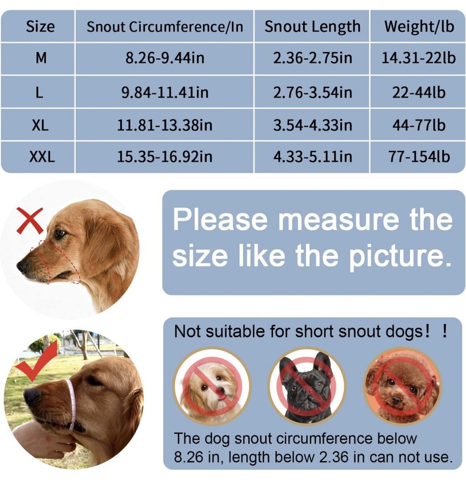 Dog Muzzle XL Breathable Basket Muzzle Black