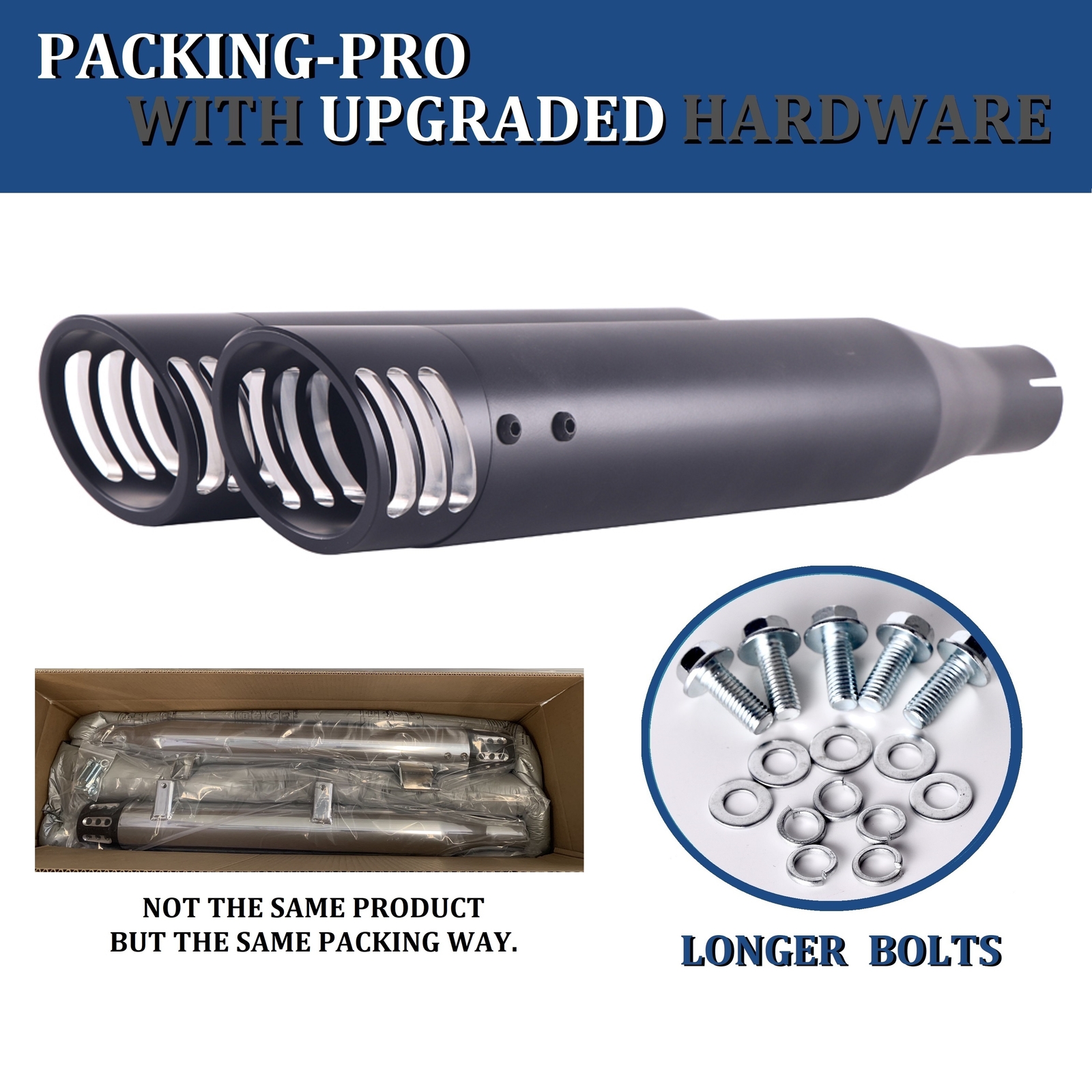 SHARKROAD 3" Black Slip-on Mufflers Exhaust for Harley 14-21 Sportster XL 883