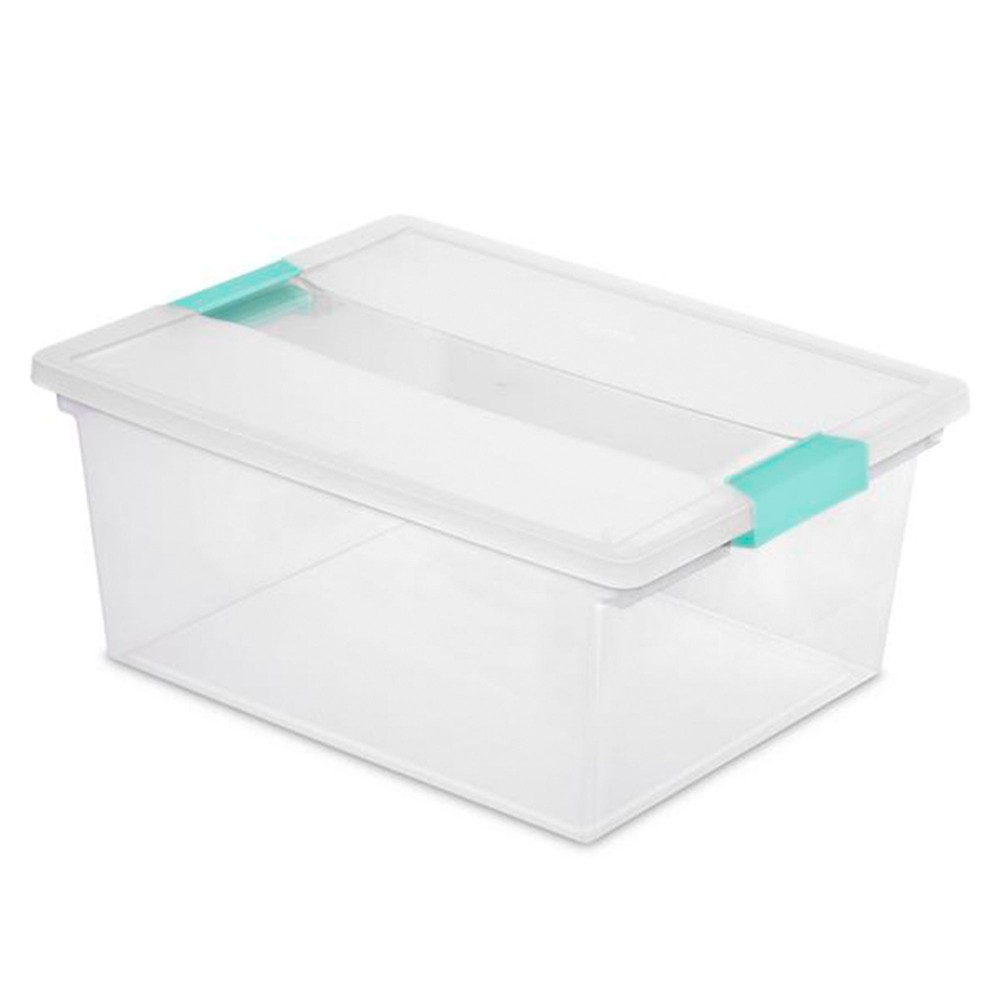 Sterilite Deep Plastic Stackable Storage Bin w/ Clear Latch Lid, Clear (4 Pack)