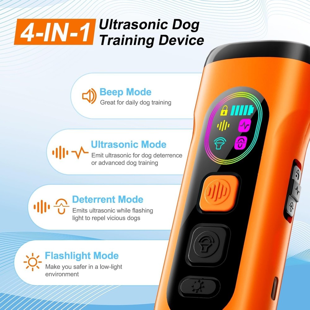 LED Flashlight Ultrasonic Bark Control Device - Safe & Portable for Dog Training