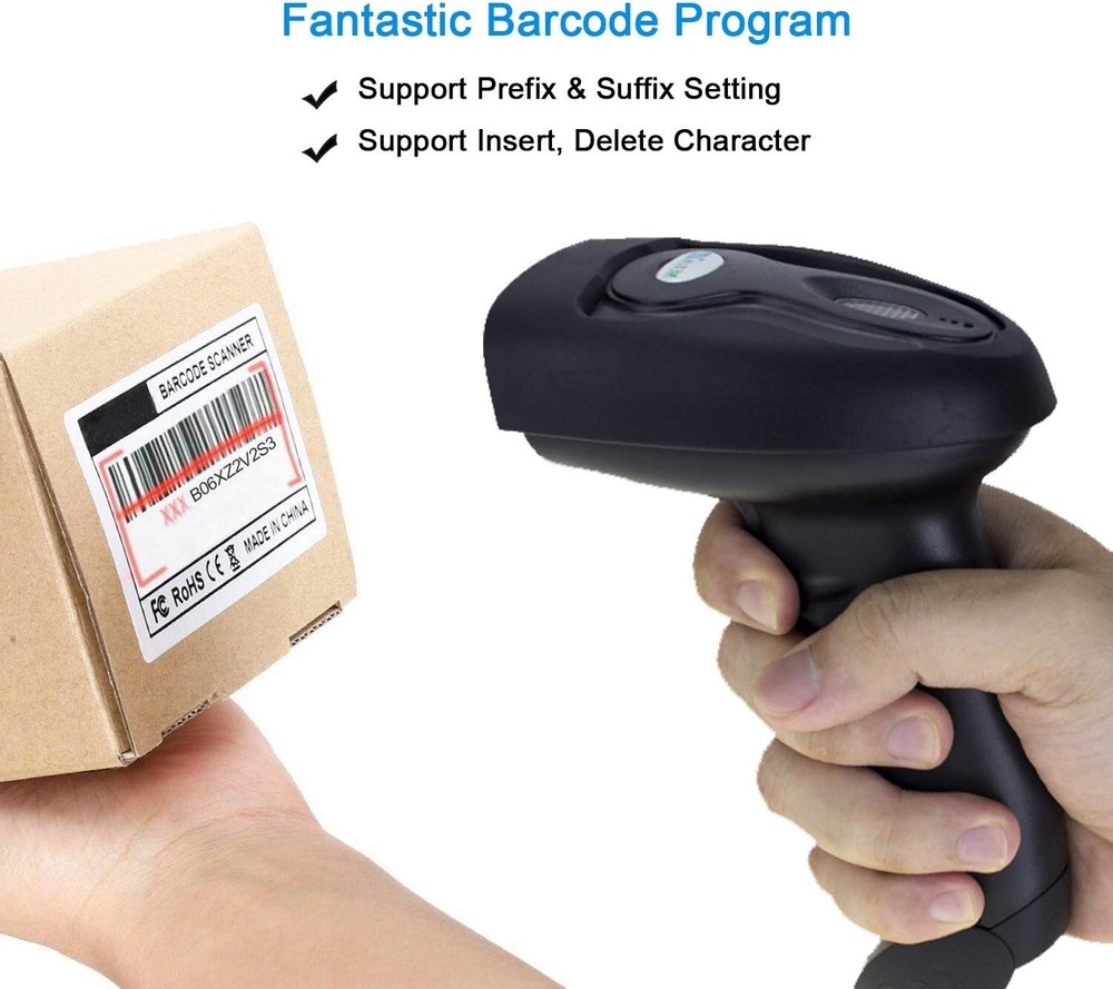 2-in-1 Wireless & USB Barcode Scanner - Rechargeable 1D Laser Reader (NT-1698W)