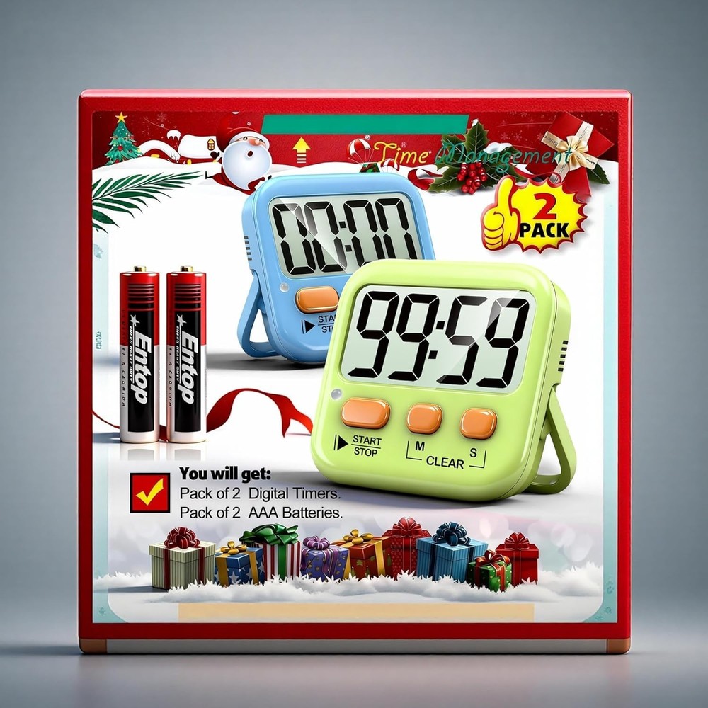 Reliable 2 Pack Digital Timers with Memory & Easy Controls for Timely Cooking