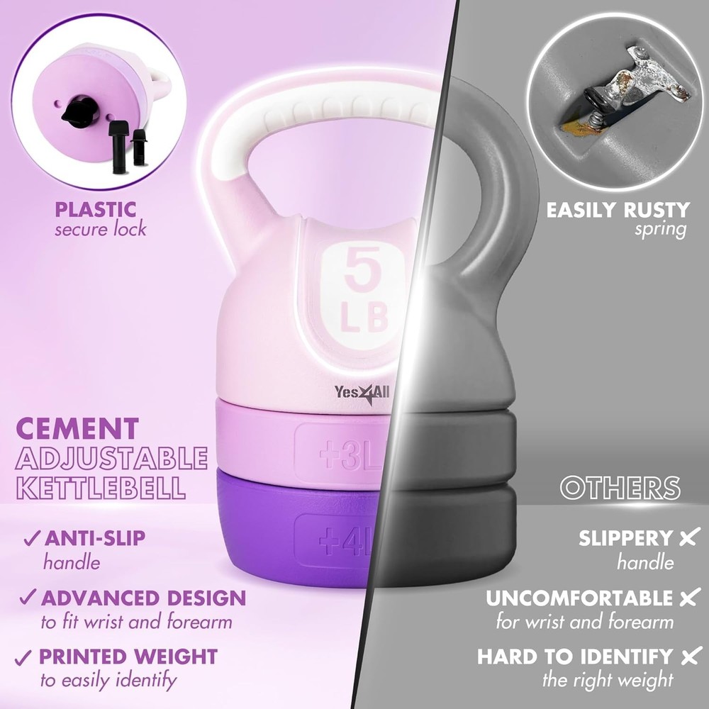 Compact Adjustable Kettlebell - Space-Saving Strength Training in Vibrant Colors