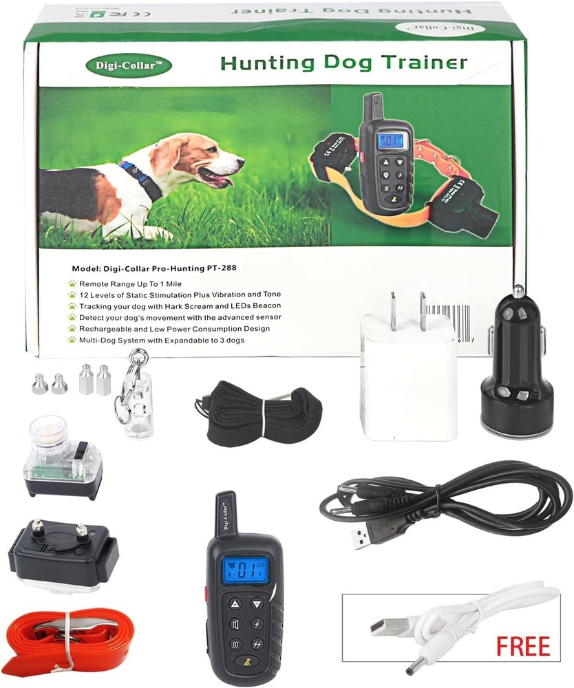 Dual Dog E-Collar Training & Beeper System Waterproof 1 Mile Range Rechargeable
