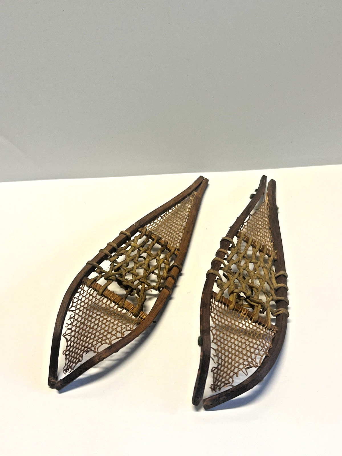 Antique Pair of Minature Native Athabaskan Weaved Snowshoes - DOLL SIZE; 1880's