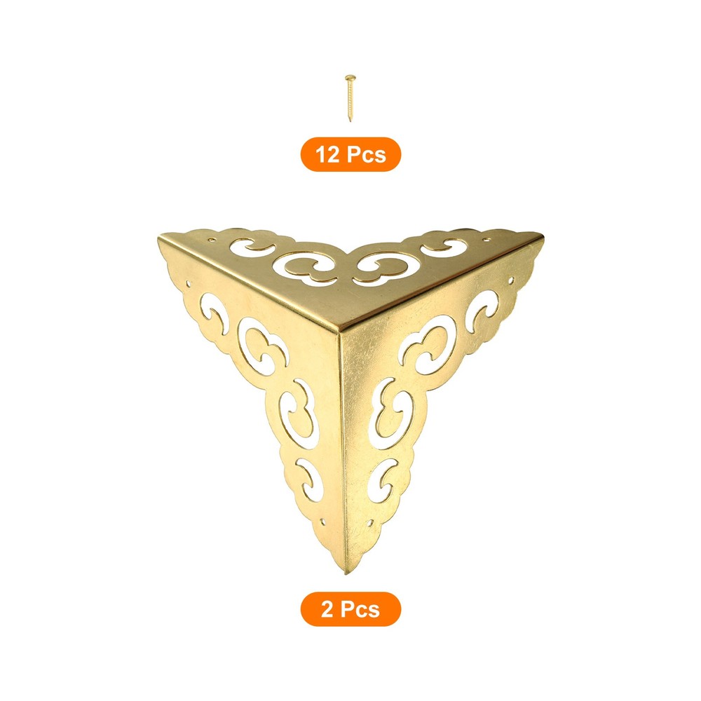 2 Pcs 80mm Decorative Box Corner Cover, Corner Protector, Gold