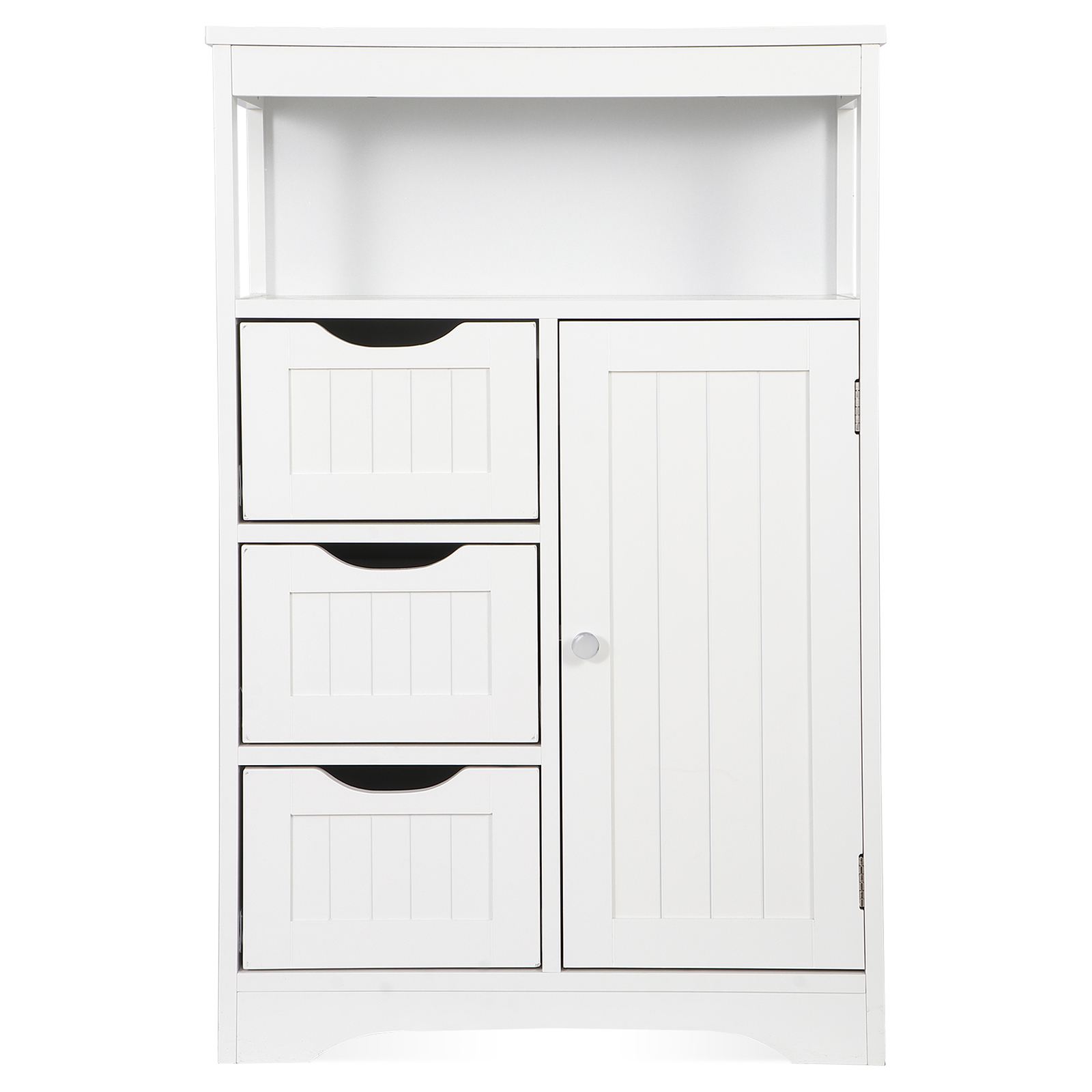 Bathroom Floor Storage Cabinet Organizer w/ 3 Drawers and Adjustable Shelf White