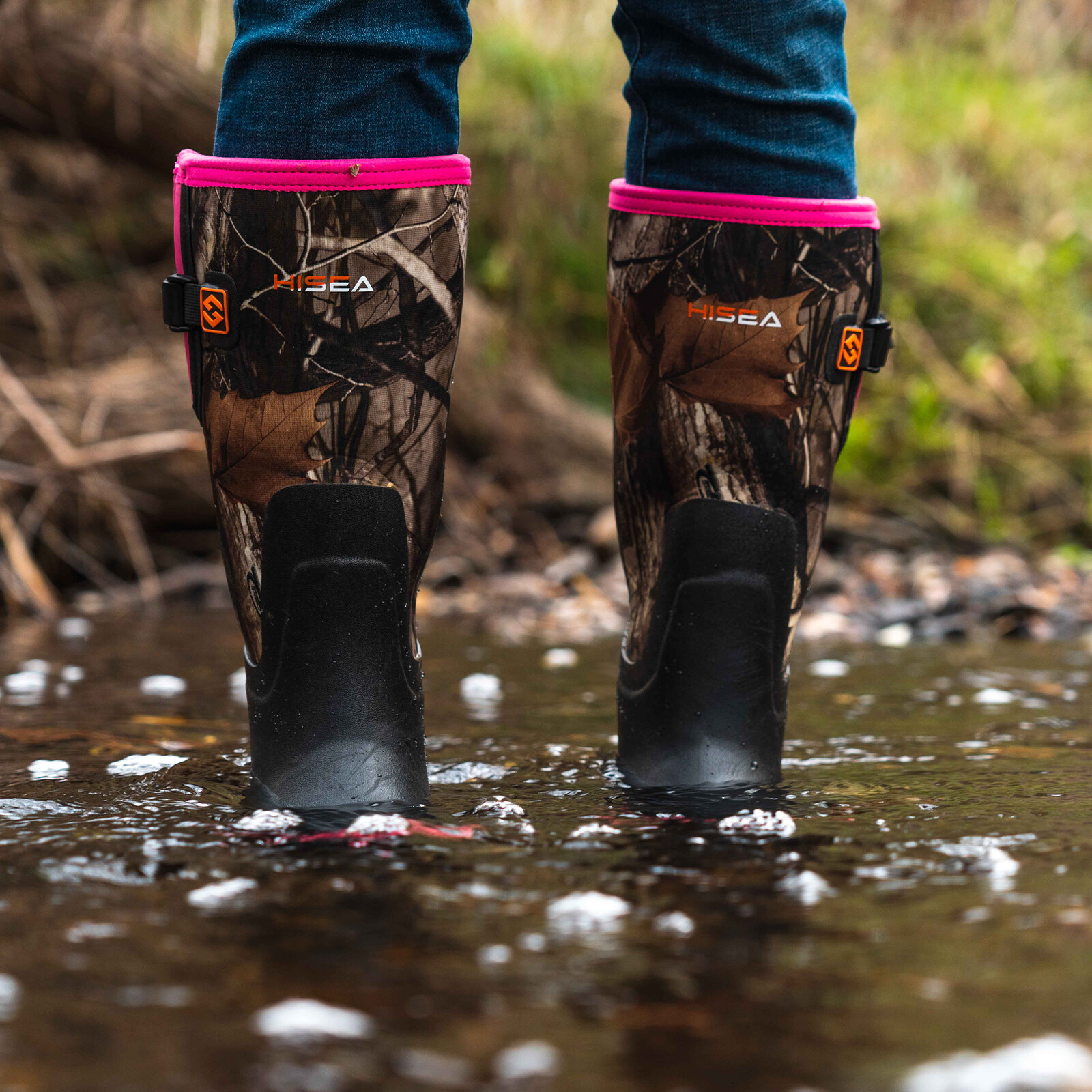 HISEA Women Rain Boots Side Buckles & Steel Shank Snow Hunting Chores Work Boots