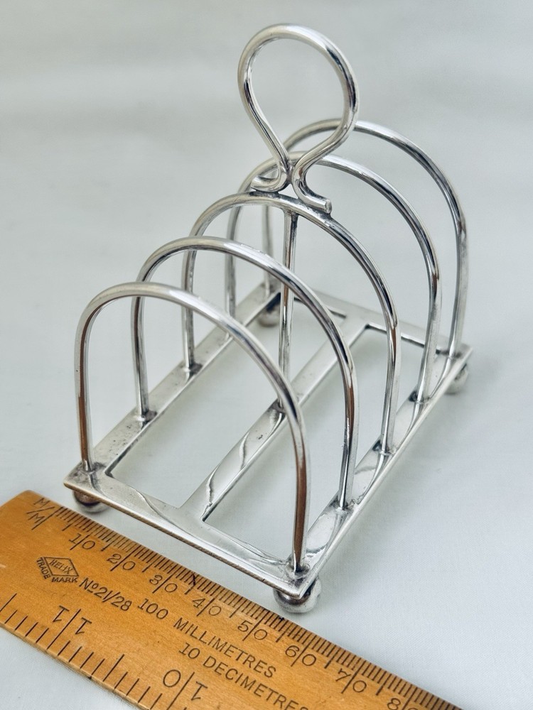 Antique Edwardian Scottish Solid Sterling Silver Toast Rack Edinburgh 1908