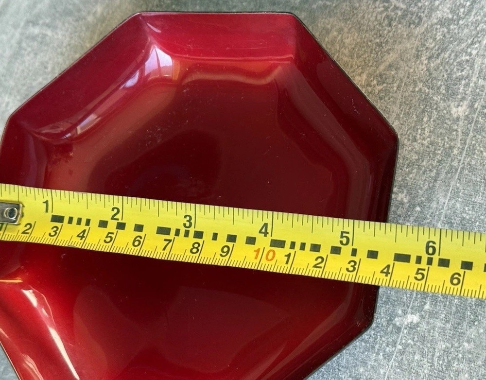 2 REED &BARTON 578 &579 Red Enamel Silverplate Nut Candy Dishes Bowls Octagonal