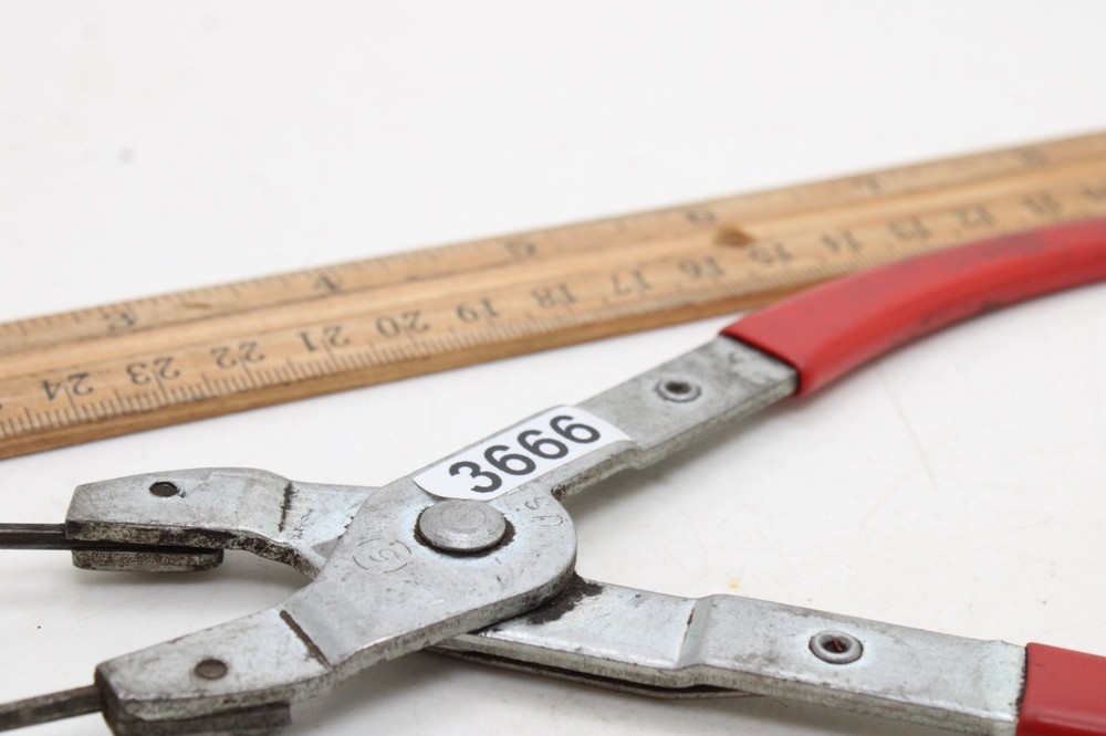 Unbranded 7" Spring Loaded Red Rubber Handle External Snap Ring Pliers USA