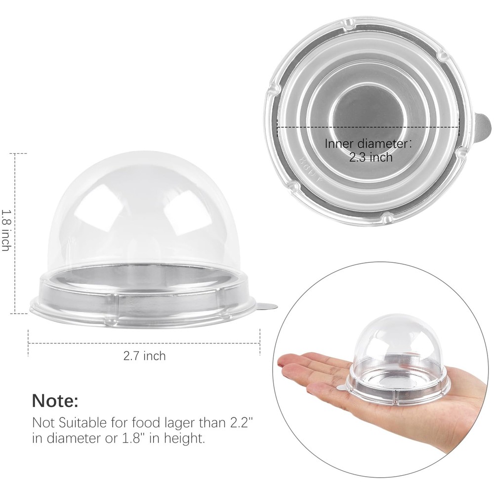 100Pcs Clear Plastic Mini Cake Boxes with Dome Lids, Mini Bundt Cake Containers