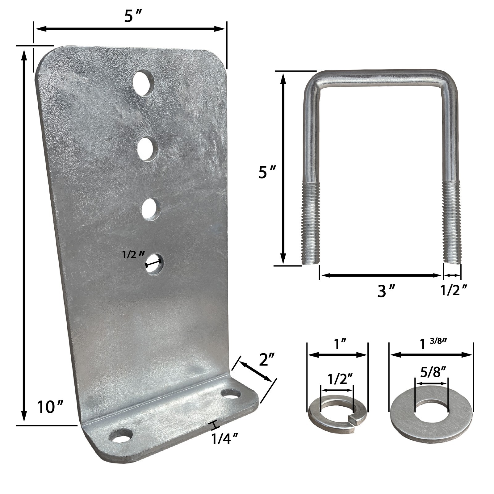 (8) 10" Galvanized L-Type Bunk Bracket Kit for Boat Trailer fits 3x3, Heavy Duty